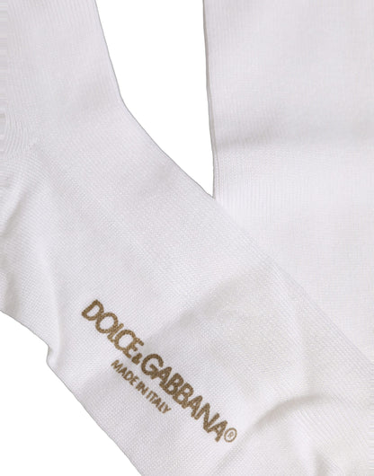 Dolce & Gabbana Men White Viscose Over The Calf Accessory Socks