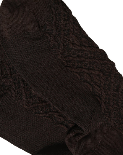 Dolce & Gabbana Dark Brown Cotton Knit Knee High Accessory One Size Socks