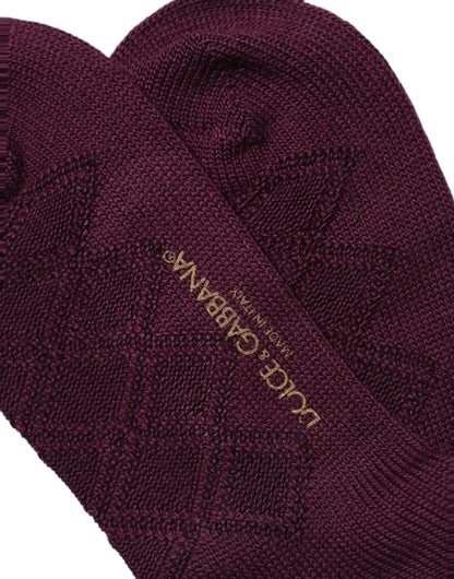 Dolce & Gabbana Burgundy Wool Crest Logo Knee High Accessory Socks