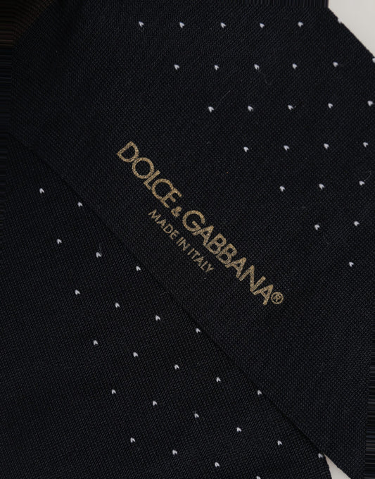 Dolce & Gabbana Men Black Cotton Polka Dot Over The Calf Socks