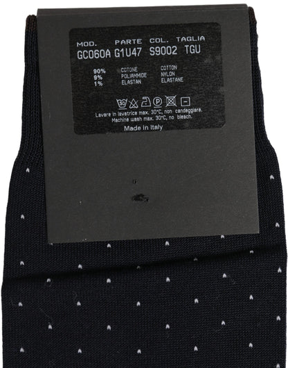 Dolce & Gabbana Men Black Cotton Polka Dot Over The Calf Socks
