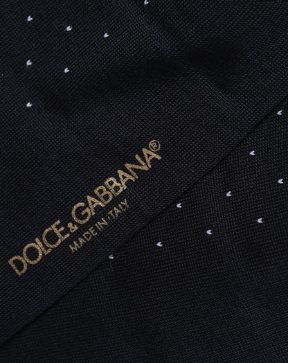 Dolce & Gabbana Men Black Cotton Polka Dot Mid Calf Accessory Socks