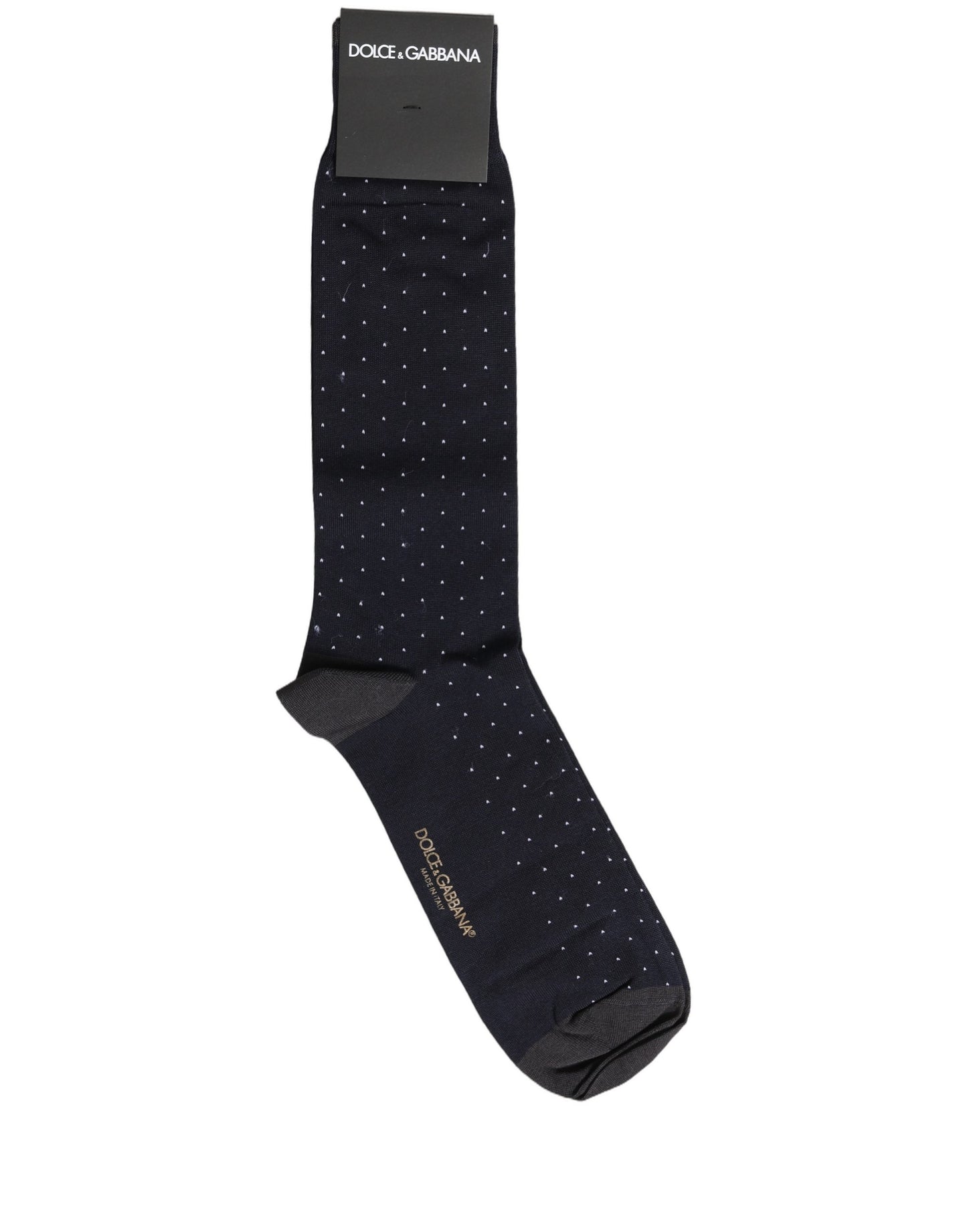 Dolce & Gabbana Men Black Cotton Polka Dot Mid Calf Accessory Socks