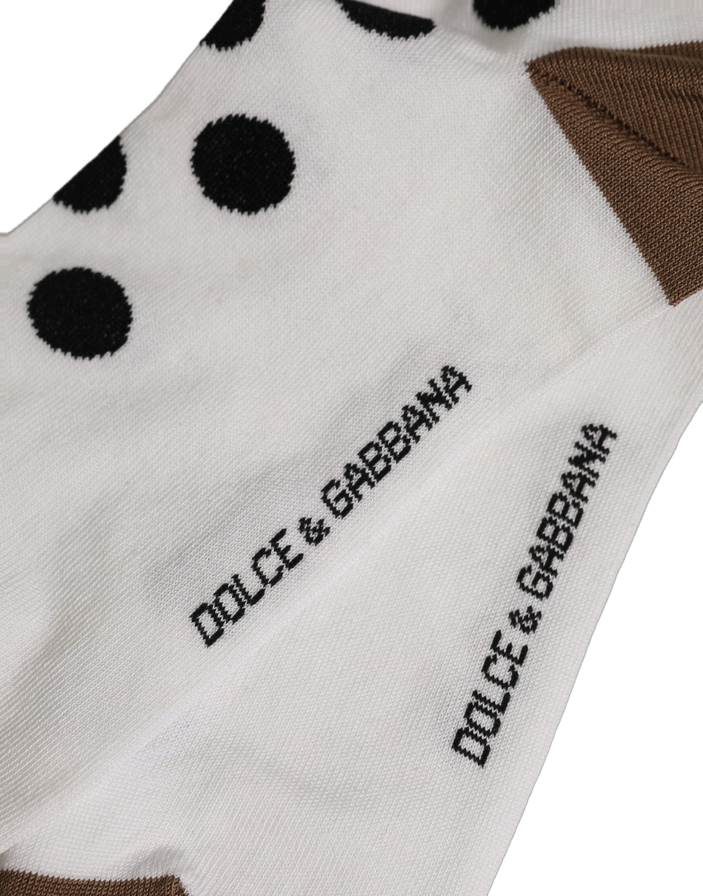 Dolce & Gabbana White Polka Dot Over The Calf Accessory Socks