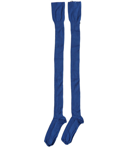 Dolce & Gabbana Blue Viscose Knitted Thigh High Accessory Socks