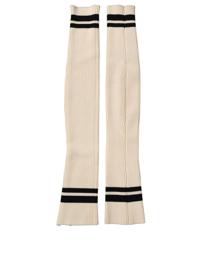Dolce & Gabbana Cream Wool Thigh High Leg Warmer Accessory Socks