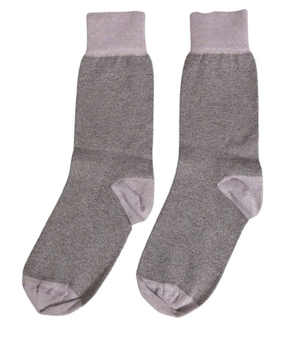 Dolce & Gabbana Charcoal Grey Logo Mid Calf Women Accessory Socks
