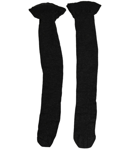 Dolce & Gabbana Black Wool Logo Calf Long Women Accessory Socks