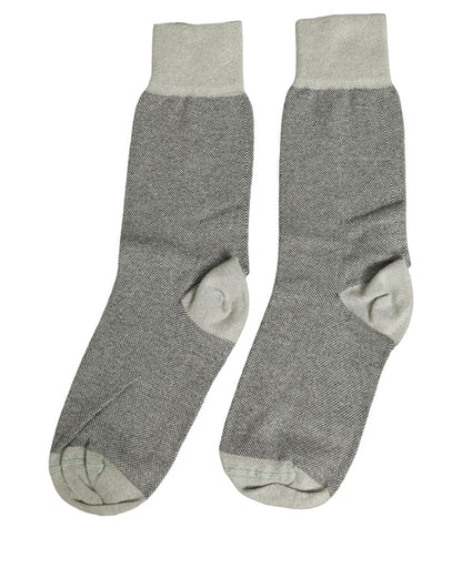Dolce & Gabbana Charcoal Grey Logo Mid Calf Women Accessory Socks