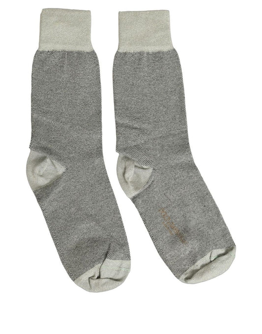 Dolce & Gabbana Charcoal Grey Logo Mid Calf Women Accessory Socks