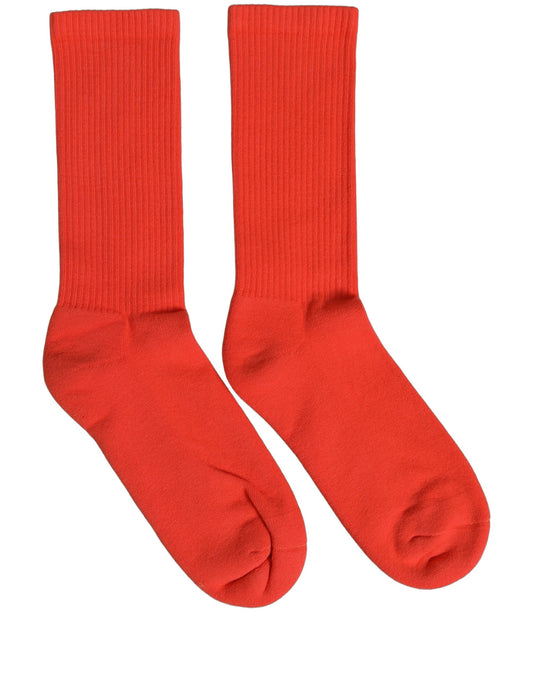 Dolce & Gabbana Red Cotton Ribbed Mid Calf Women Accessory Socks
