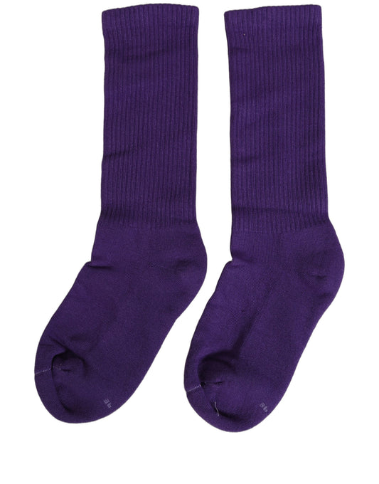 Dolce & Gabbana Violet Cotton Ribbed Mid Calf Women Accessory Socks