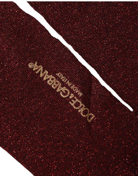 Dolce & Gabbana Maroon Viscose DG Logo Mid Calf Accessory Socks