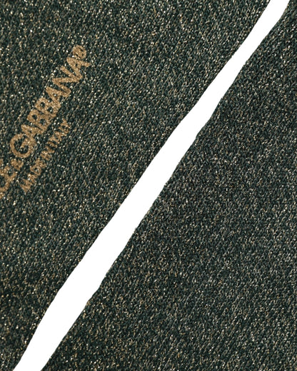 Dolce & Gabbana Dark Green Viscose Logo Mid Calf Accessory Socks
