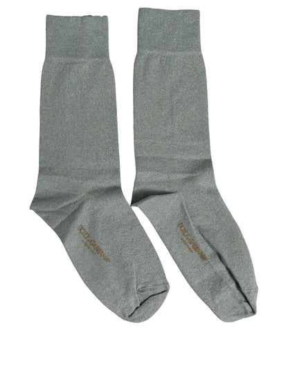 Dolce & Gabbana Gray Viscose Logo Mid Calf Accessory Socks