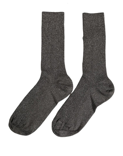 Dolce & Gabbana Dark Gray Viscose Logo Mid Calf Accessory Socks