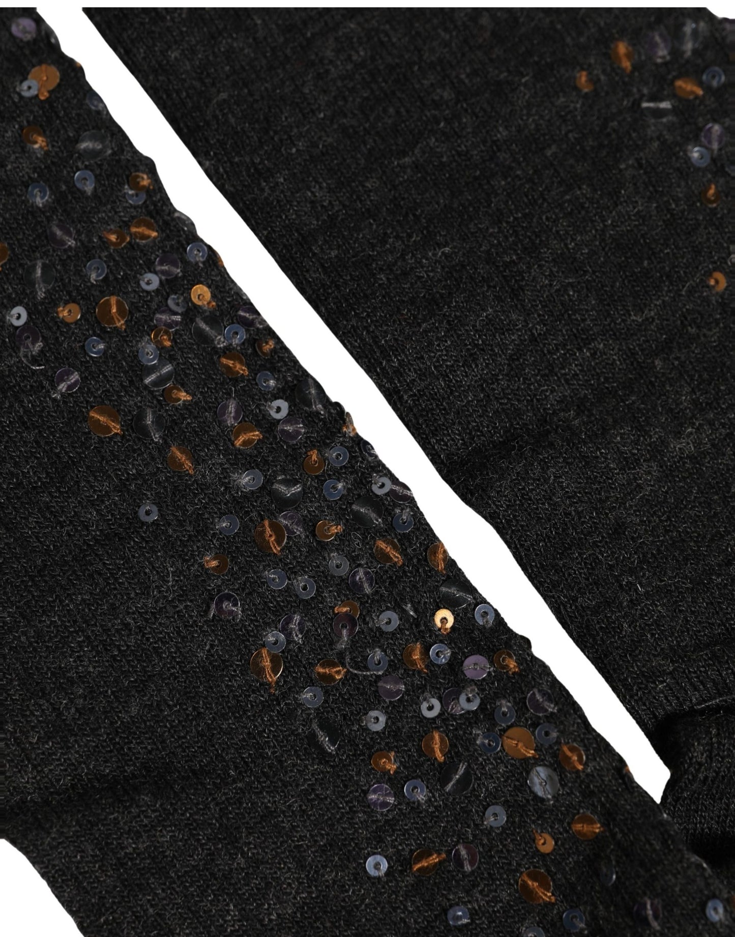 Dolce & Gabbana Dark Gray Sequined Wool Knee High Accessory Socks