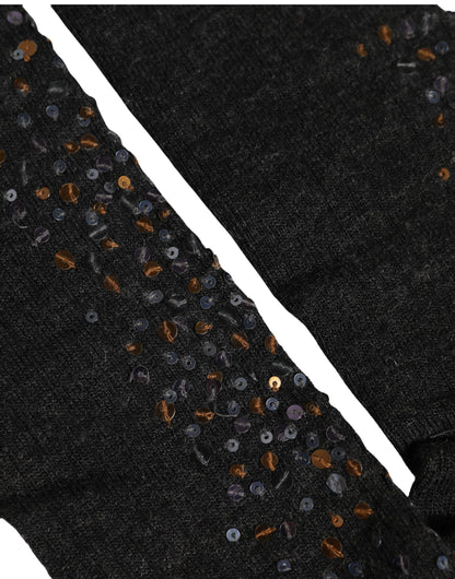 Dolce & Gabbana Dark Gray Sequined Wool Knee High Accessory Socks