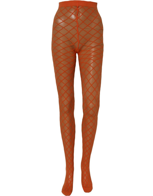 Dolce & Gabbana Orange Nylon Fishnet Pantyhose Stockings Socks