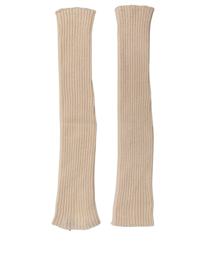 Dolce & Gabbana Camel Brown Cashmere Knit Arm Warmer Gloves
