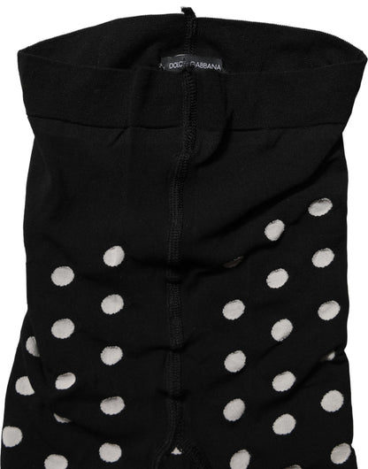 Dolce & Gabbana Black Polka Dot Fishnet Pantyhose Stockings Socks