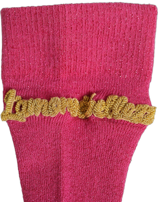 Dolce & Gabbana Pink Embroidered Cotton Mid Calf Accessory Socks