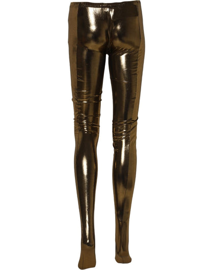 Dolce & Gabbana Gold Metallic Leggings Pantyhose Stockings Socks