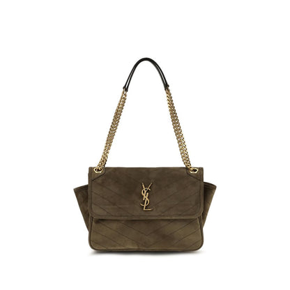 Saint Laurent Bicolor Suede Leather Shoulder Bag