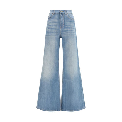 Chloé Blue Cotton Flared Jeans