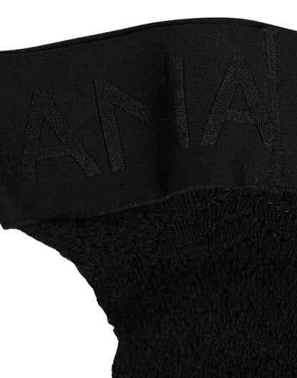 Dolce & Gabbana Black Wool Logo Calf Long Women Accessory Socks