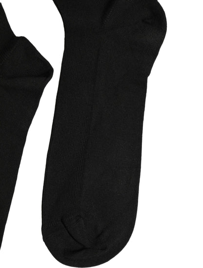 Dolce & Gabbana Black Cotton Ribbed Logo Over The Calf Women Socks