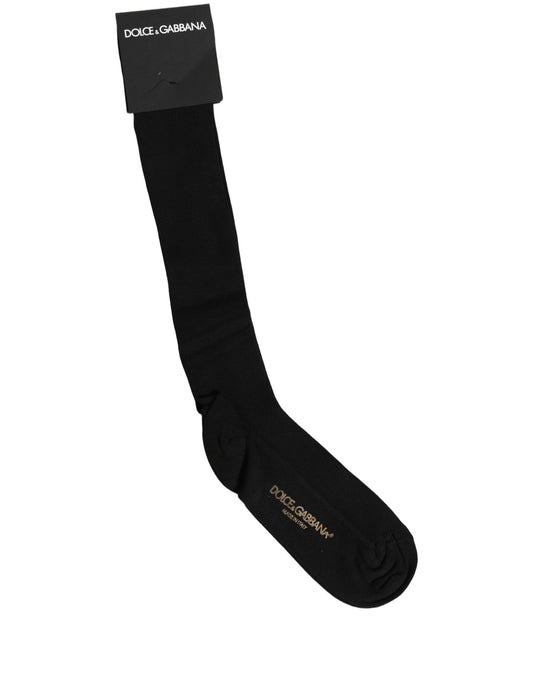 Dolce & Gabbana Black Viscose Logo Over The Calf Accessory Socks