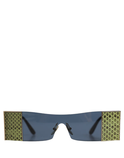 Dolce & Gabbana Gold Metal DG2263 Rectangle Snakeskin Frame Sunglasses