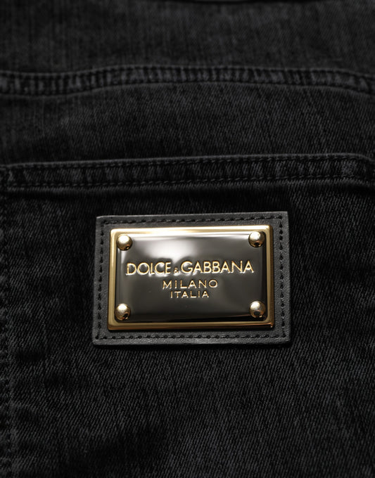 Dolce & Gabbana Black Cotton Relaxed Wide Leg Men Denim Jeans