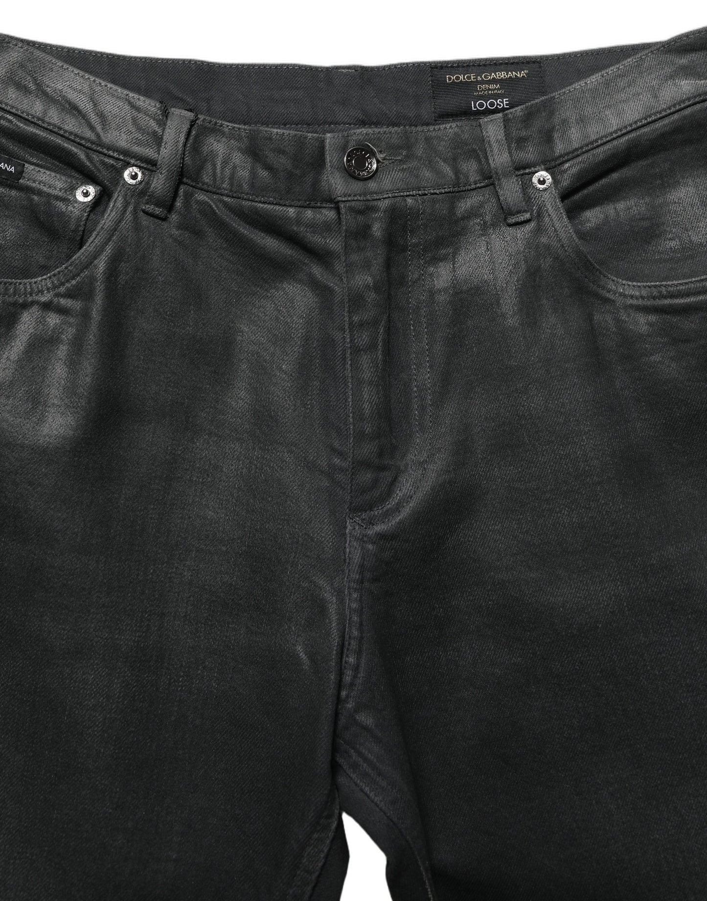 Dolce & Gabbana Dark Gray Cotton Loose Fit Men Denim Jeans