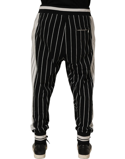 Dolce & Gabbana Black Striped DG Patch Men Sweatpants Pants