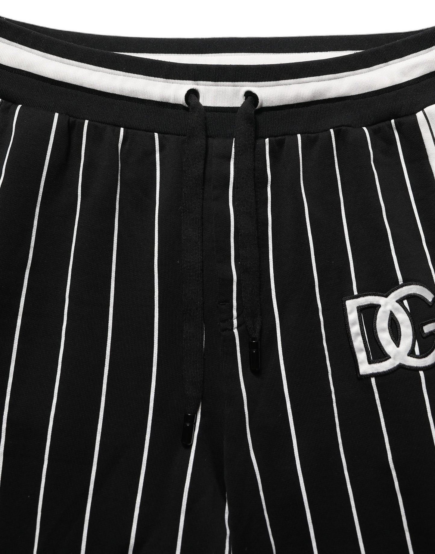 Dolce & Gabbana Black Striped DG Patch Men Sweatpants Pants