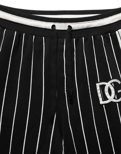 Dolce & Gabbana Black Striped DG Patch Men Sweatpants Pants