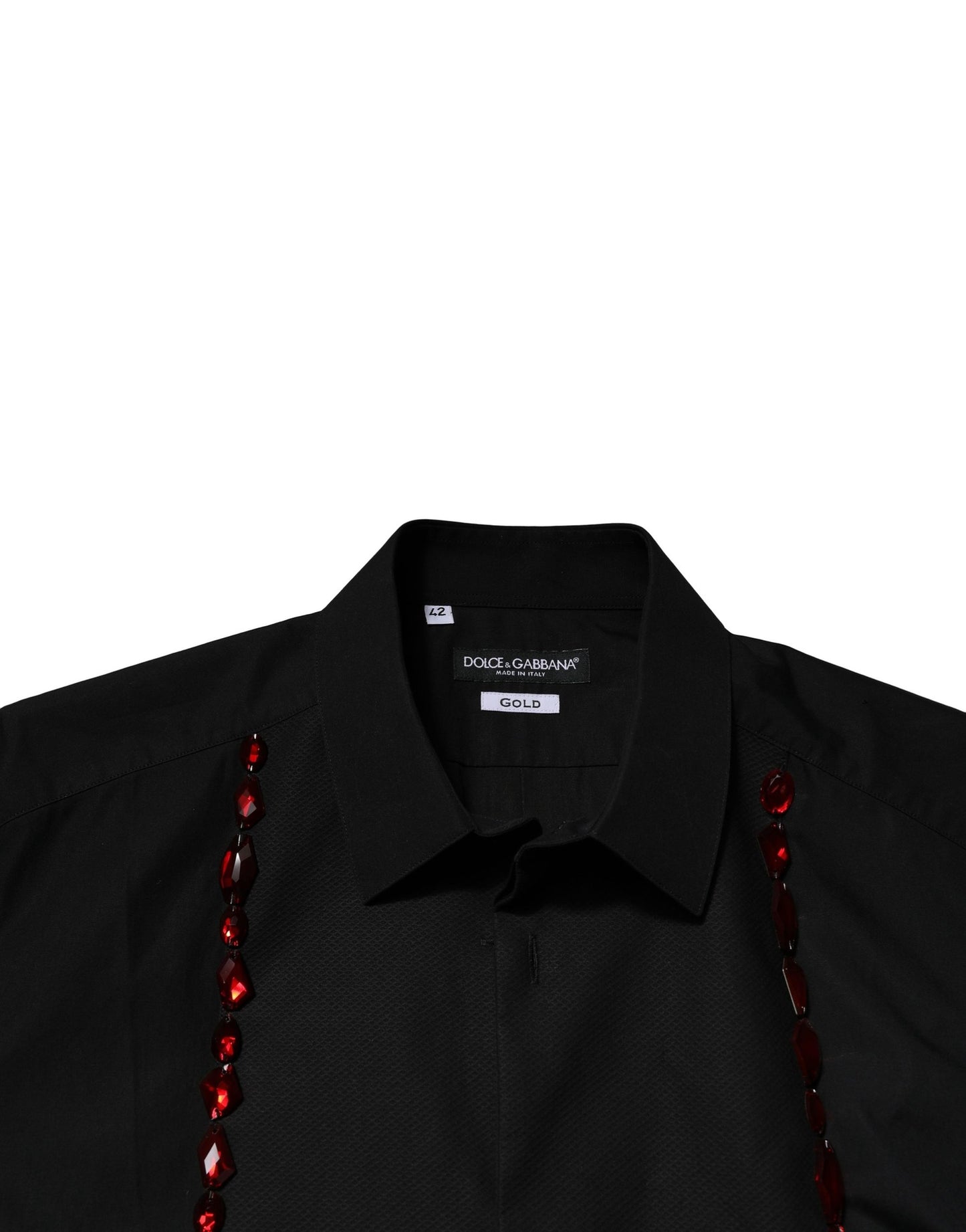 Dolce & Gabbana Black Crystal Embellished GOLD Dress Shirt