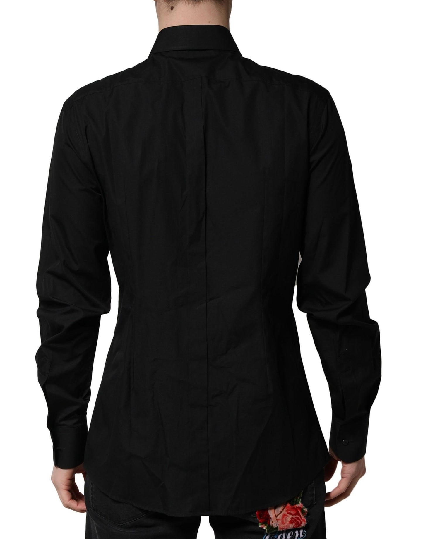 Dolce & Gabbana Black Crystal Embellished GOLD Dress Shirt