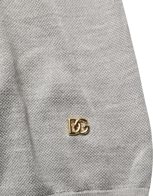 Dolce & Gabbana Gray Silk Crew Neck Short Sleeves T-shirt