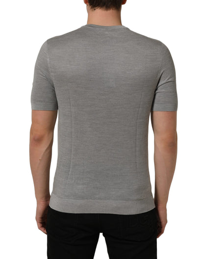 Dolce & Gabbana Gray Silk Crew Neck Short Sleeves T-shirt
