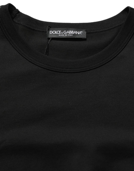 Dolce & Gabbana Black Cotton Crew Neck Short Sleeve T-shirt