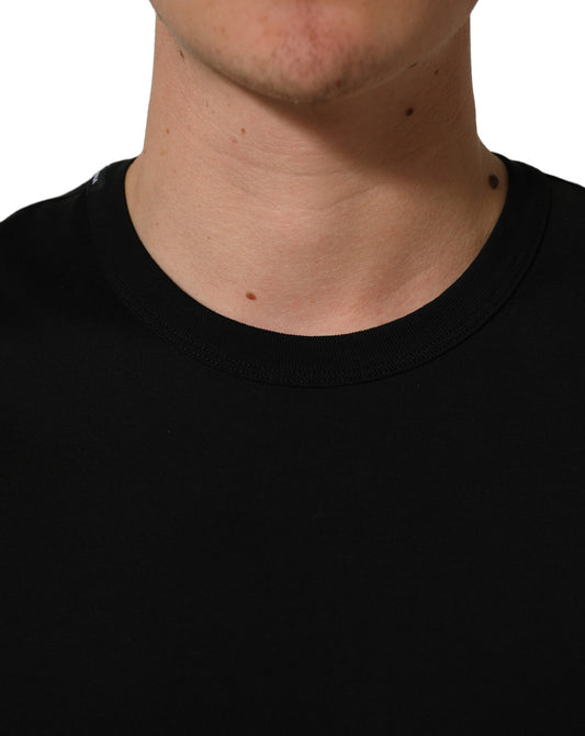 Dolce & Gabbana Black Cotton Crew Neck Short Sleeve T-shirt