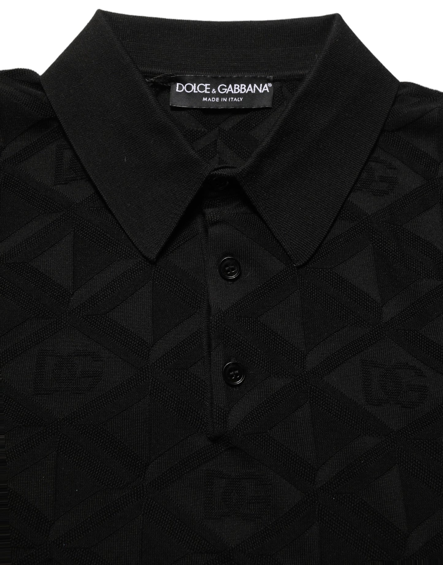 Dolce & Gabbana Black Silk Short Sleeve Knit Polo T-shirt