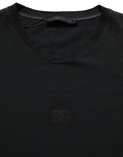 Dolce & Gabbana Black Cotton Short Sleeve Crew Neck T-shirt