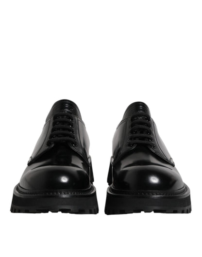 Dolce & Gabbana Black Calf Leather Hi-Trekking Derby Shoes