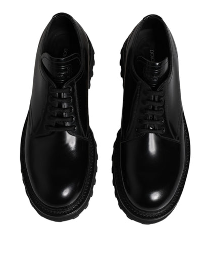 Dolce & Gabbana Black Calf Leather Hi-Trekking Derby Shoes