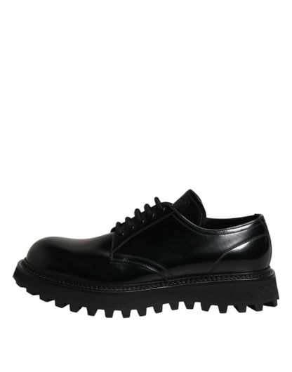 Dolce & Gabbana Black Calf Leather Hi-Trekking Derby Shoes