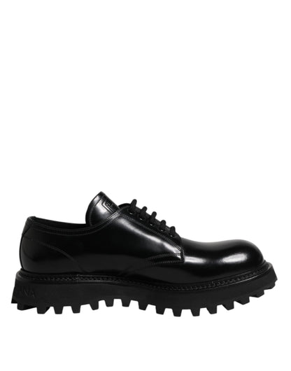 Dolce & Gabbana Black Calf Leather Hi-Trekking Derby Shoes